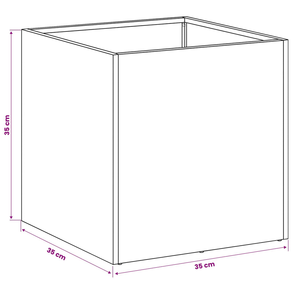 Cache-pot d'extérieur en acier patiné rouille 35x35x35 cm