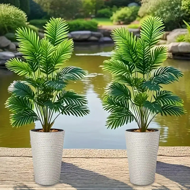 Cache-pot haut blanc effet pierre Ø 28 cm avec soucoupe