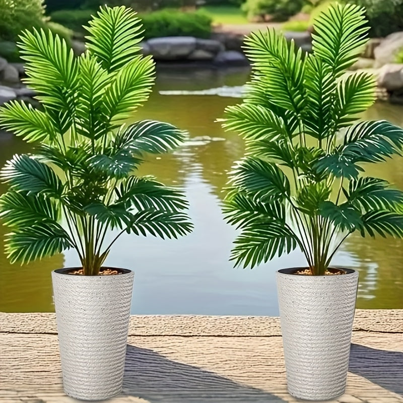 Cache-pot haut blanc effet pierre Ø 28 cm avec soucoupe