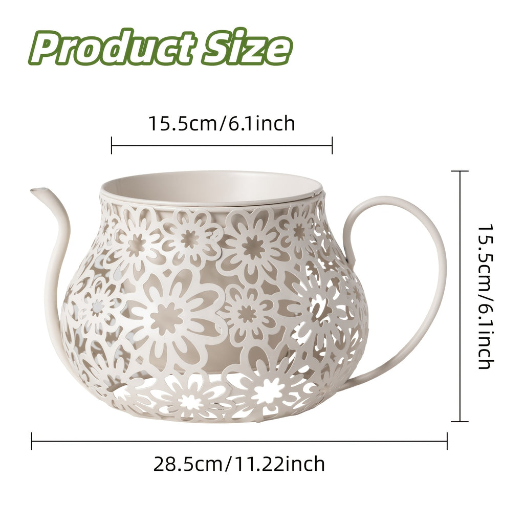 Cache-pot en métal ajouré forme théière, style rétro Ø 16 cm