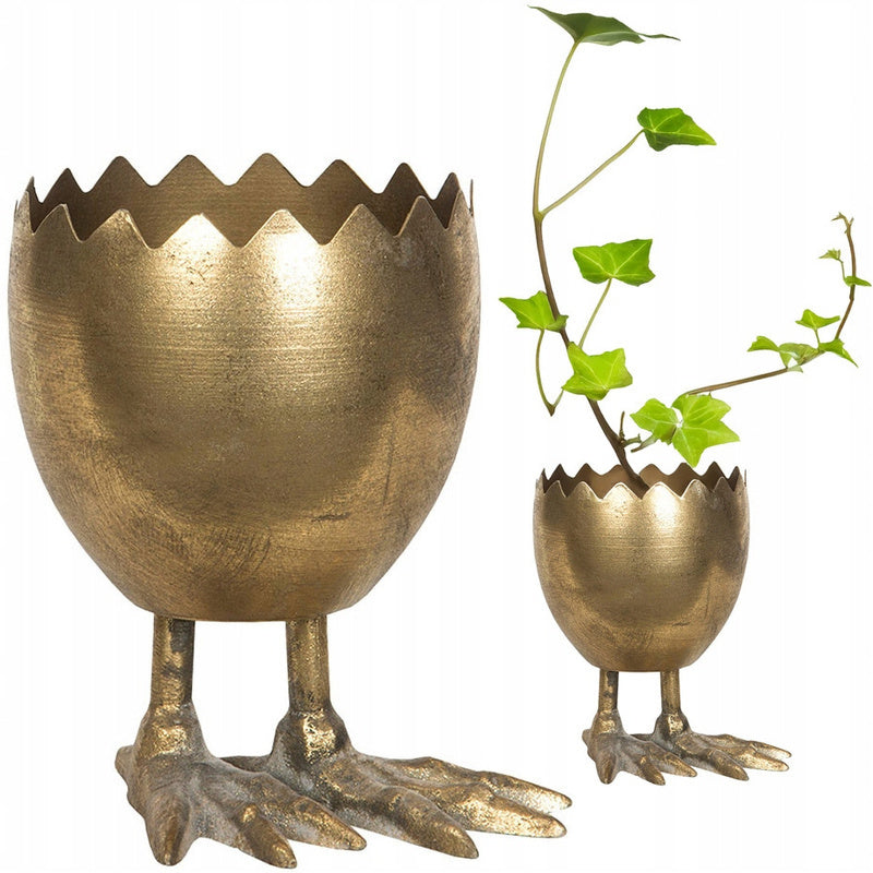 Cache-pot en métal doré Ø 13 cm — œuf de Pâques sur pieds