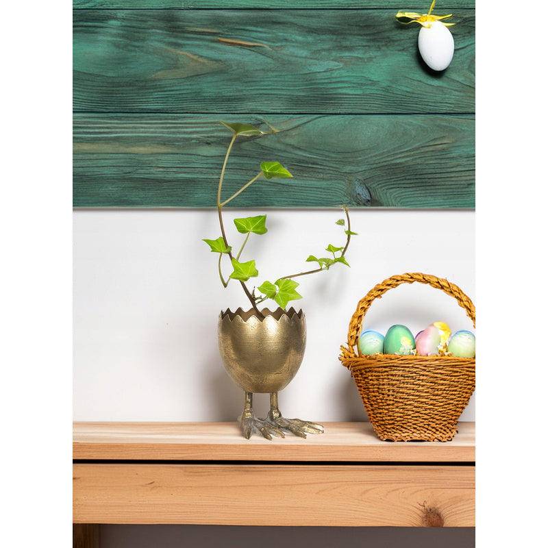Cache-pot en métal doré Ø 13 cm — œuf de Pâques sur pieds