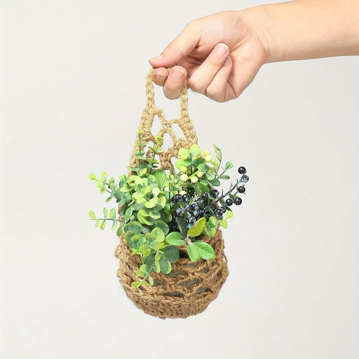 Cache-pot mural en corde tressée — lot de 3, Ø 15 cm écru