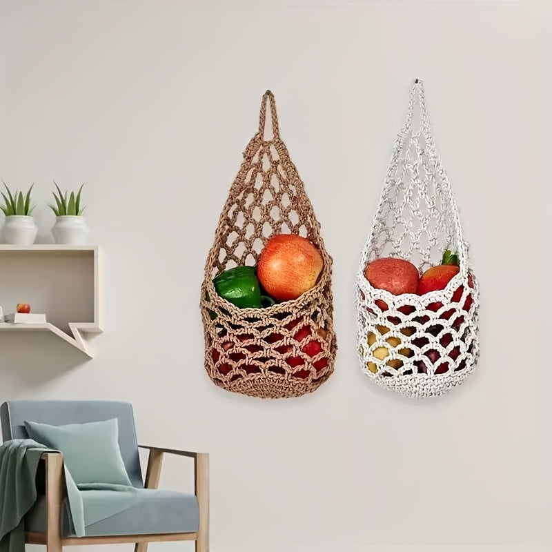 Cache-pot mural en jute crocheté — Lot de 2, style bohème