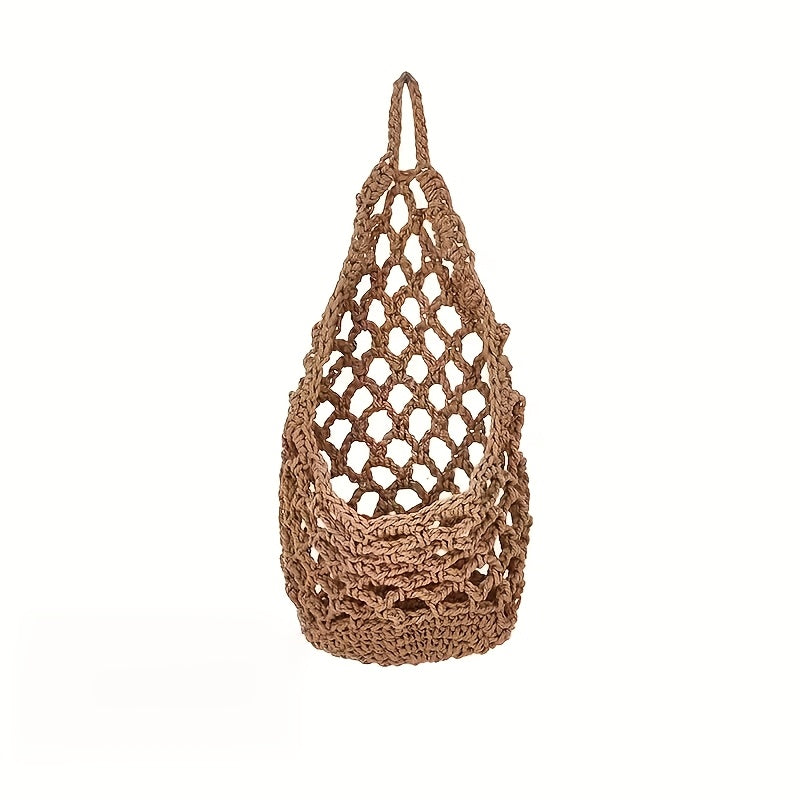 Cache-pot mural en jute crocheté — Lot de 2, style bohème