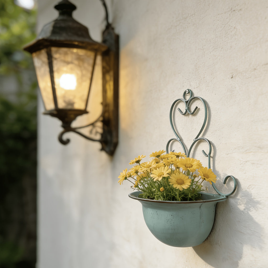 Pot de Fleur Mural - Bleu Vintage