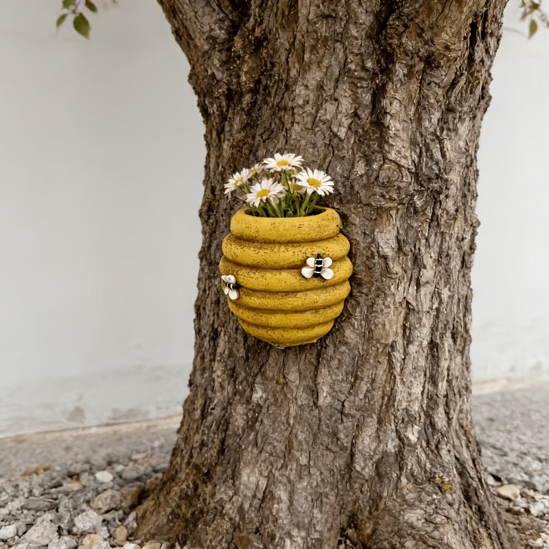 Cache-pot mural ruche d'abeille en céramique, lot de 2 ou 3