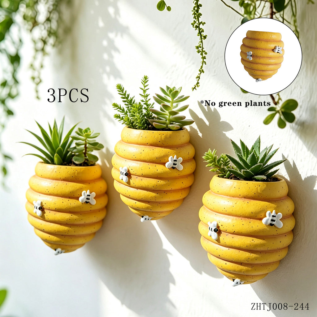 3 pièces/Pot de Fleur Murale en Forme de Ruche d'Abeille