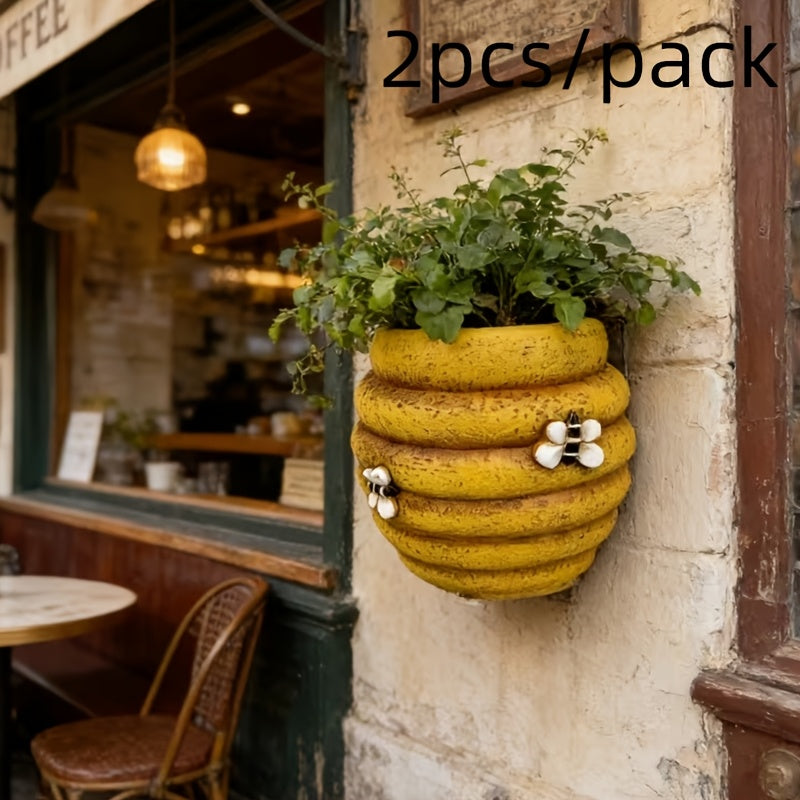 Cache-pot mural ruche d'abeille en céramique, lot de 2 ou 3