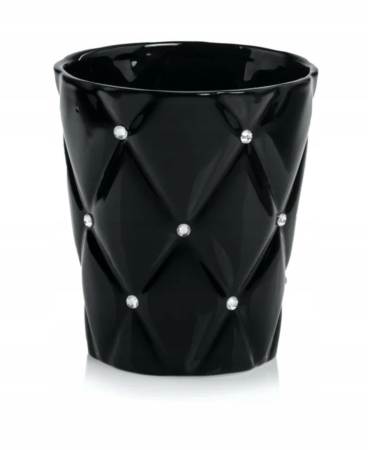 Cache-pot pour orchidée en céramique noire à strass Ø 13 cm