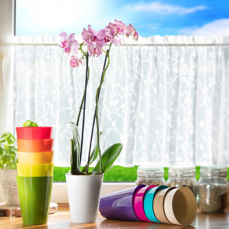 Cache-pot orchidée en plastique crème Ø 13 cm pour intérieur