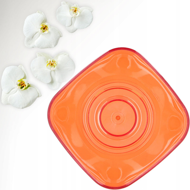 Cache-pot orchidée rouge transparent en plastique 10x10x13 cm