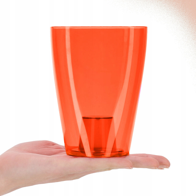 Cache-pot orchidée rouge transparent en plastique 10x10x13 cm
