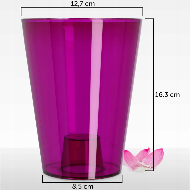 Cache-pot pour orchidée transparent violet Ø 13 cm en plastique