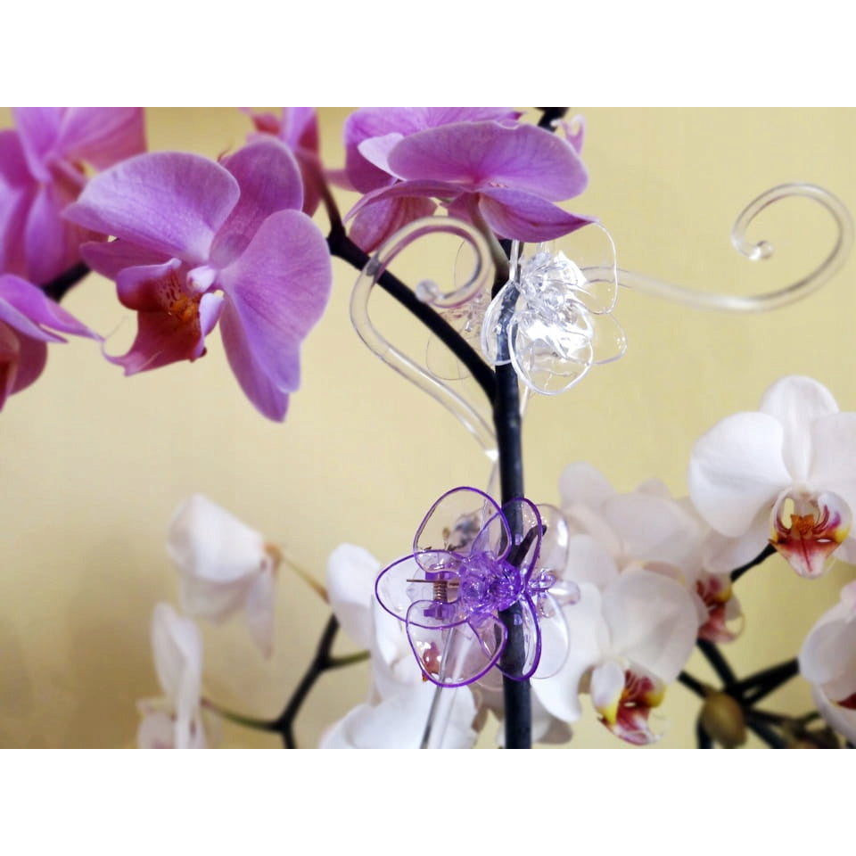 Cache-pot orchidée vert transparent texture diamant Ø 13 cm