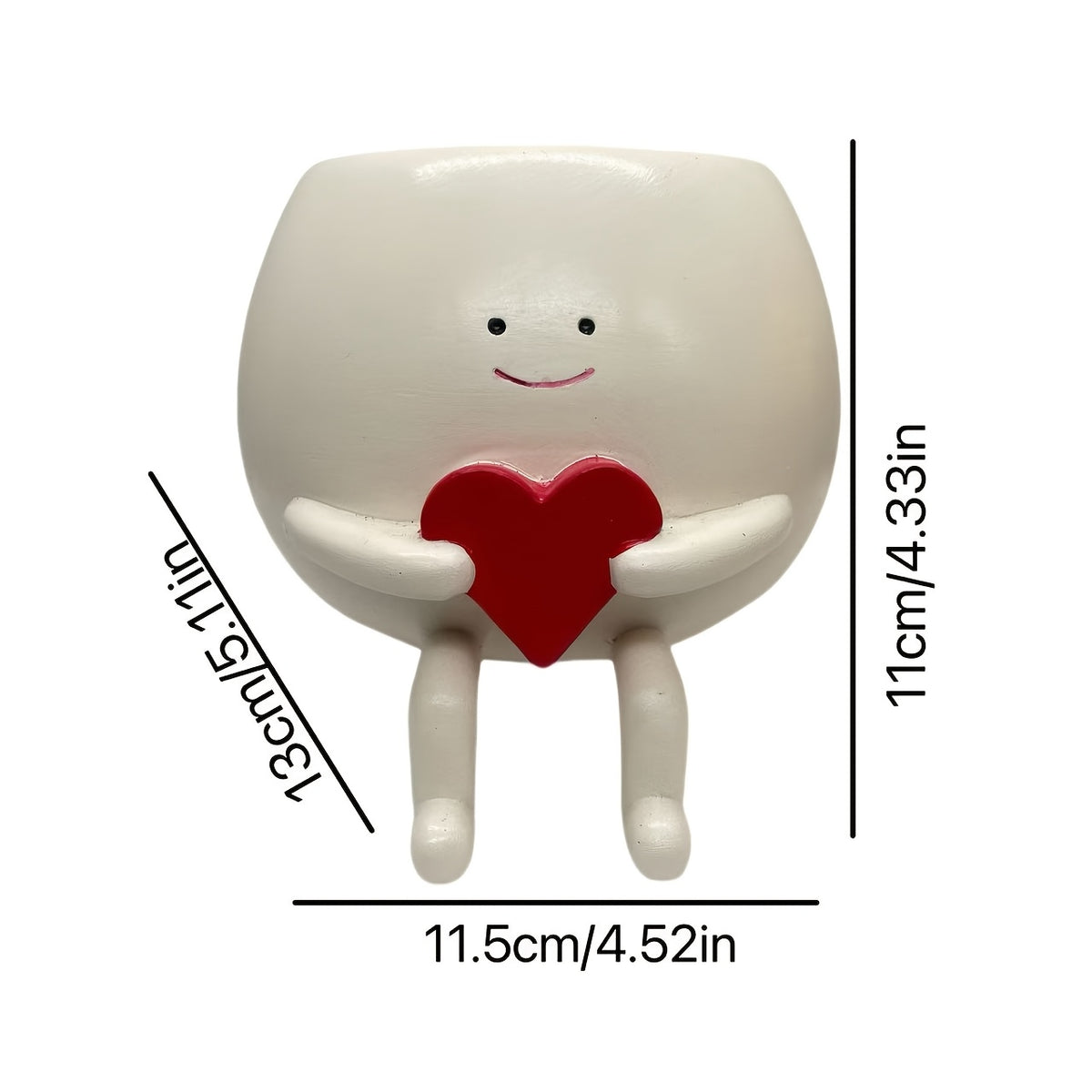 Cache-pot original Ø 12 cm - Personnage assis au cœur rouge