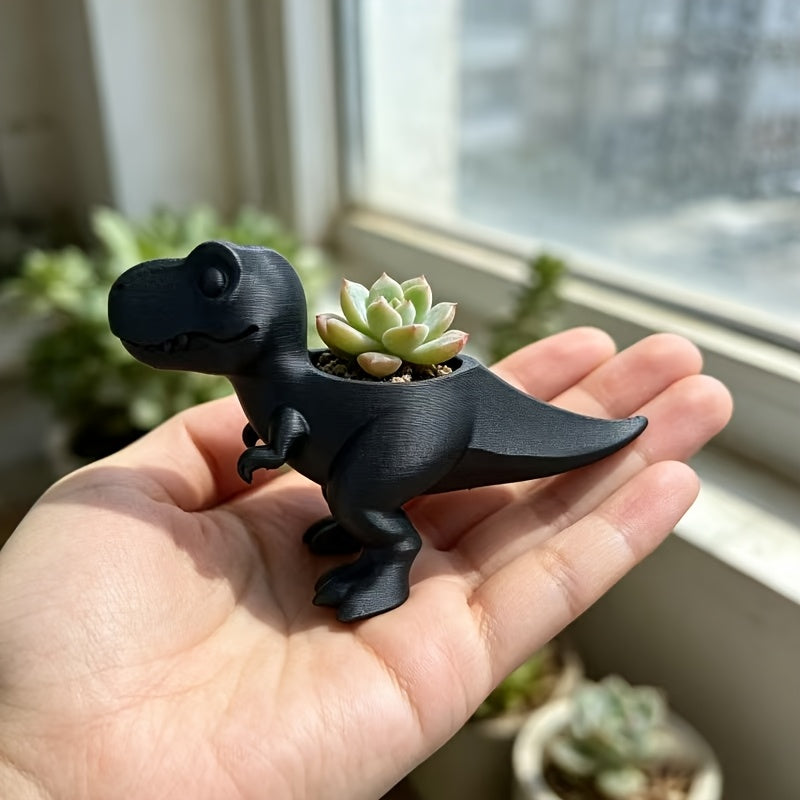 Cache-pot T-Rex 12 cm en résine - Lot de 2 blanc et noir