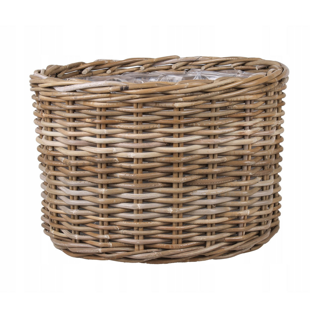 Cache-pot ovale en rotin naturel 47x38x31 cm pour intérieur