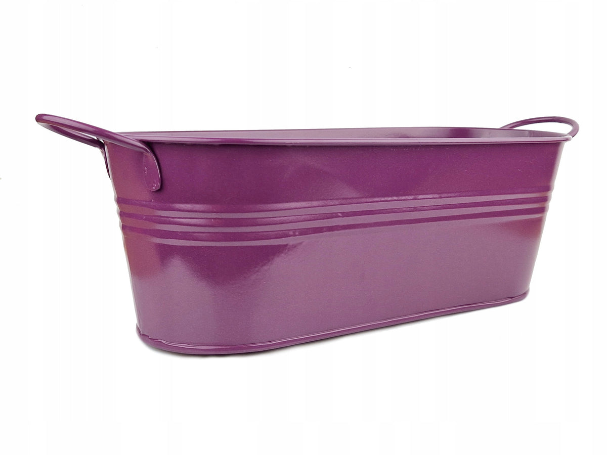 Cache-pot ovale en zinc violet 27 cm - bac à herbes déco