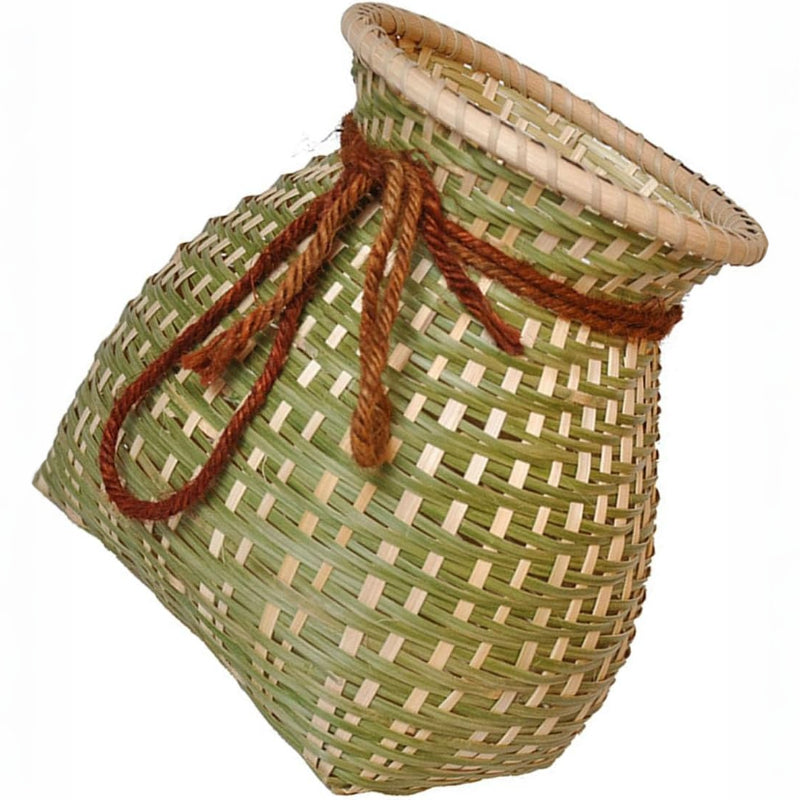 Cache-pot panier en bambou tressé vert, fait main, 15 cm