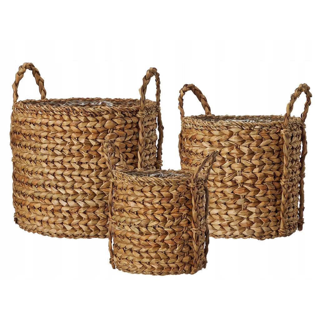 Cache-pot panier bohème en jonc de mer tressé Ø 28 cm naturel