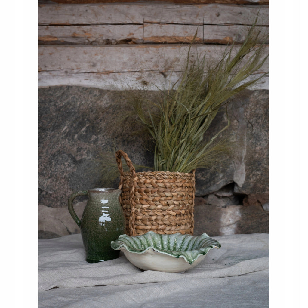 Cache-pot panier bohème en jonc de mer tressé Ø 28 cm naturel