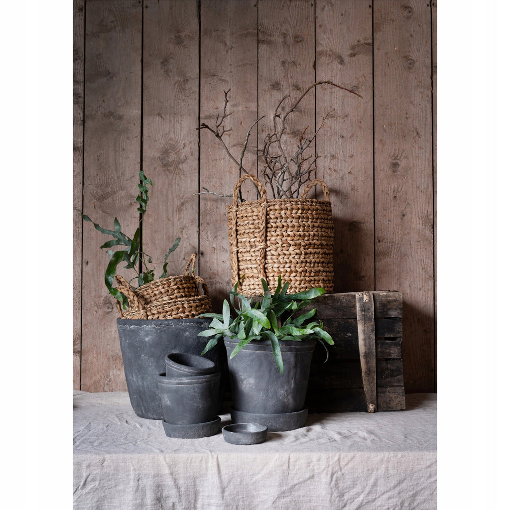 Cache-pot panier bohème en jonc de mer tressé Ø 28 cm naturel