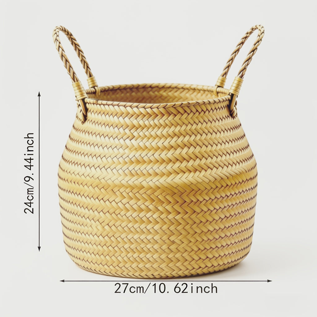 Cache-pot panier en jonc de mer tressé Ø 27 cm — Naturel
