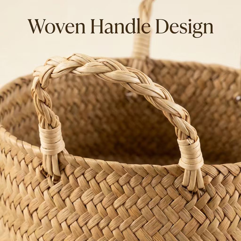 Cache-pot panier en jonc de mer tressé Ø 27 cm — Naturel