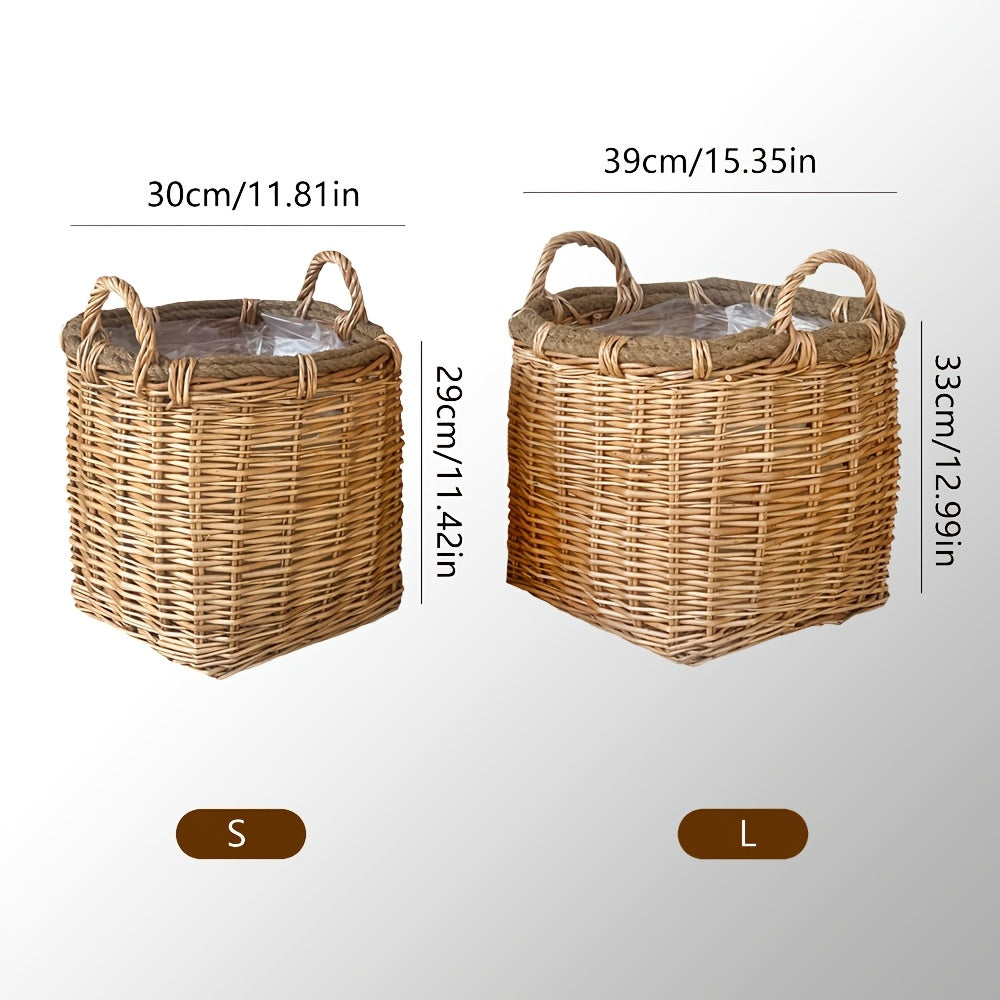 Cache-pot panier en osier et rotin tressés pour intérieur