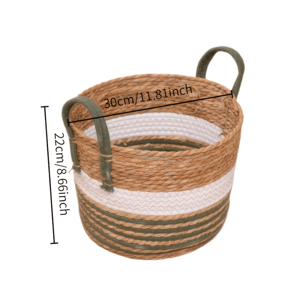 Cache-pot panier rayé en jonc de mer, Ø 30 cm pour intérieur