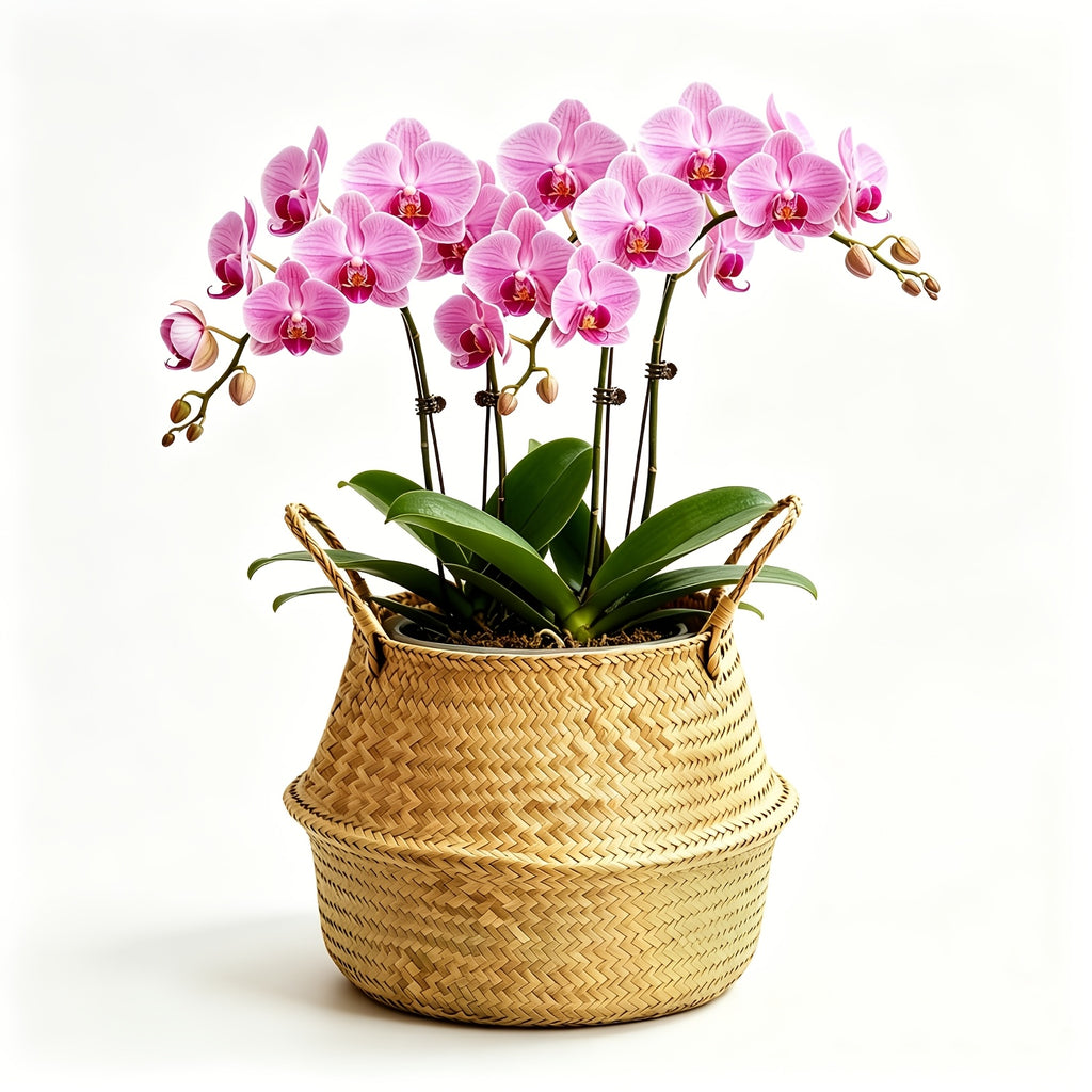 Cache-pot panier tressé Ø 19 cm — Naturel, pliable à anses