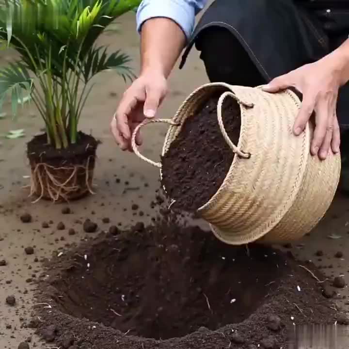 Cache-pot panier tressé Ø 19 cm — Naturel, pliable à anses