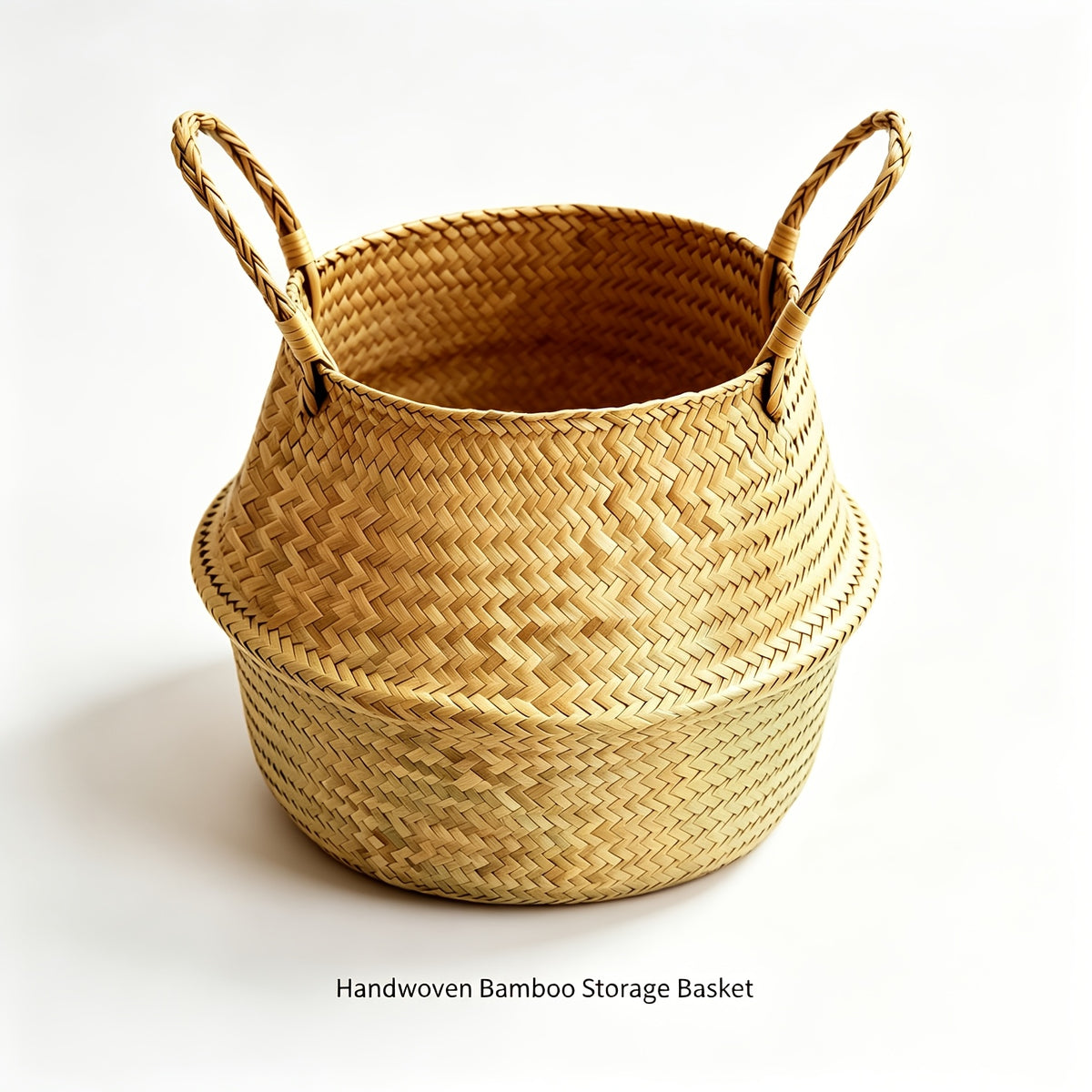 Cache-pot panier tressé Ø 19 cm — Naturel, pliable à anses