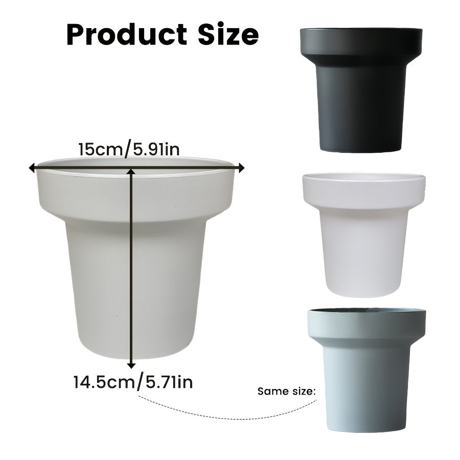 Cache-pot en résine Ø 15 cm à col large, noir ou blanc mat