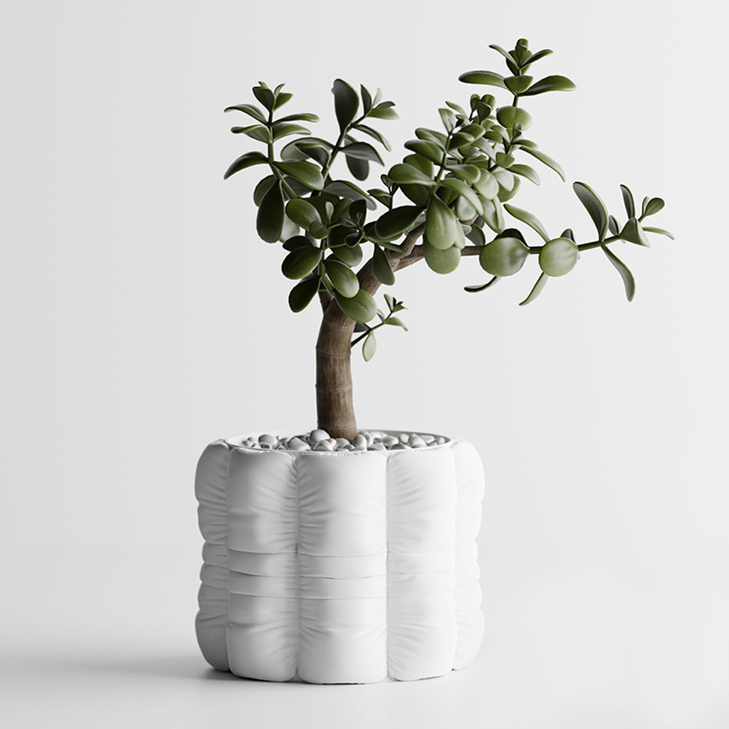Cache-pot rond design à l'effet coussin matelassé, 7 coloris