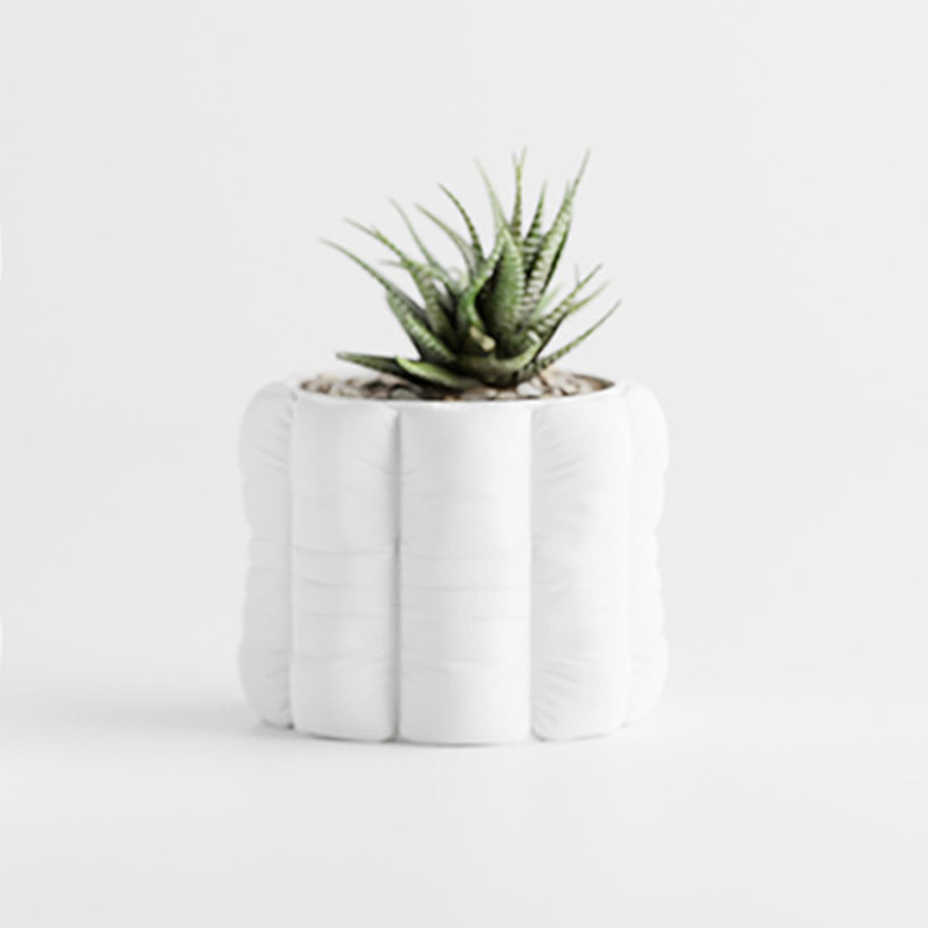 Cache-pot rond design à l'effet coussin matelassé, 7 coloris