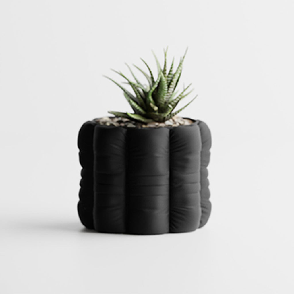 Cache-pot rond design à l'effet coussin matelassé, 7 coloris