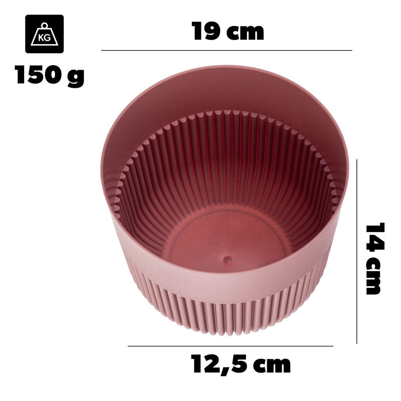 Cache-pot rose cannelé Ø 19 cm en plastique pour intérieur