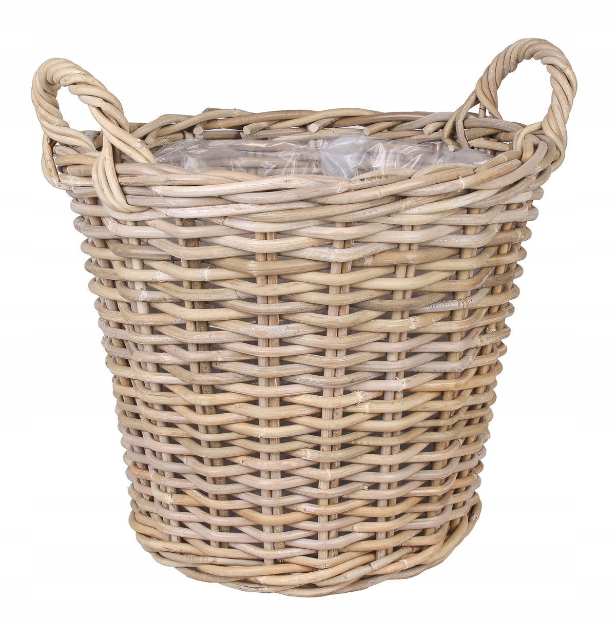 Cache-pot en rotin naturel Ø 45 cm avec anses — grand format