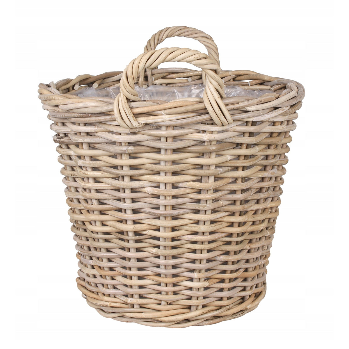 Cache-pot en rotin naturel Ø 45 cm avec anses — grand format