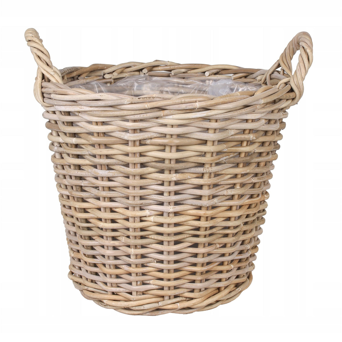Cache-pot en rotin naturel Ø 45 cm avec anses — grand format