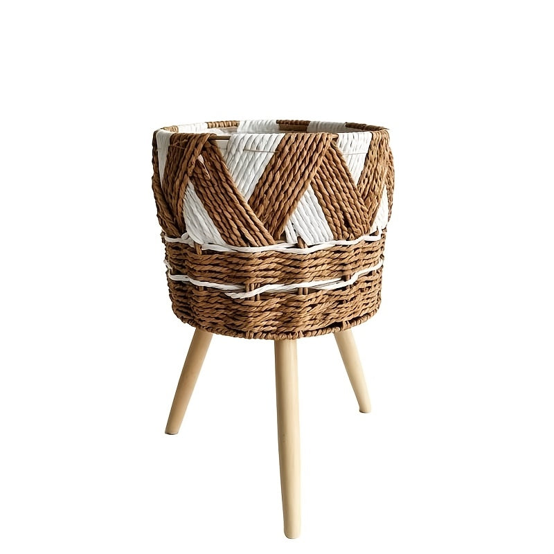 Grand Support de Pot de Fleur en Corde de Papier