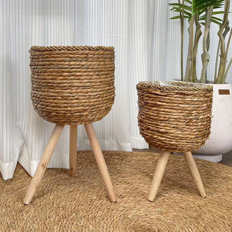Cache-pot sur pied en fibre tressée - lot de 2, Ø 25 et 21 cm