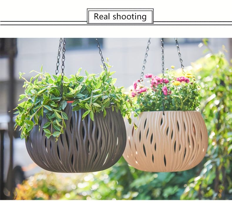 Cache-pot suspendu ajouré Ø 22 cm avec chaîne - 4 coloris