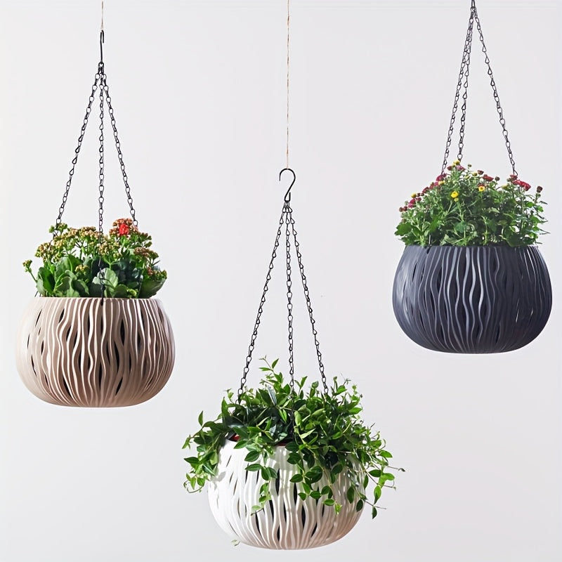 Cache-pot suspendu ajouré Ø 22 cm avec chaîne - 4 coloris