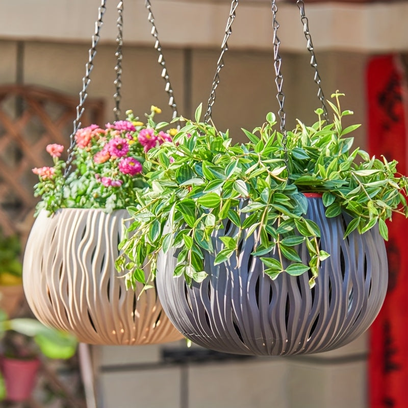 Cache-pot suspendu ajouré Ø 22 cm avec chaîne - 4 coloris