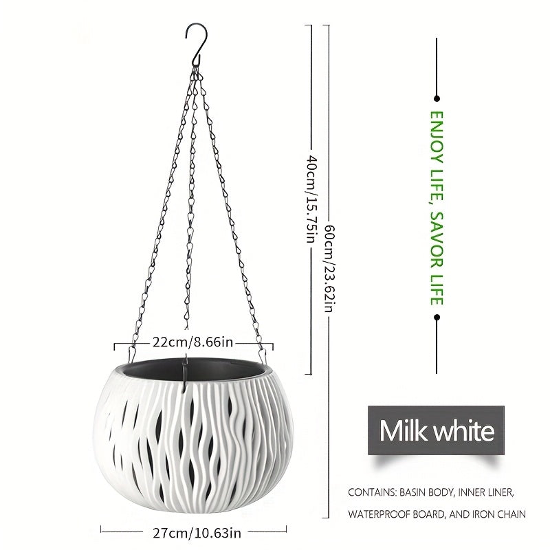 Blanc laiteux / Grande taille : 22cm de diamètre*20cm de hauteur*50cm de longueur de chaîne