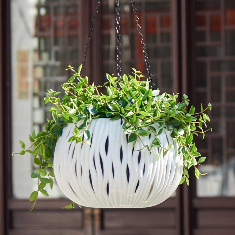 Cache-pot suspendu ajouré Ø 22 cm avec chaîne - 4 coloris