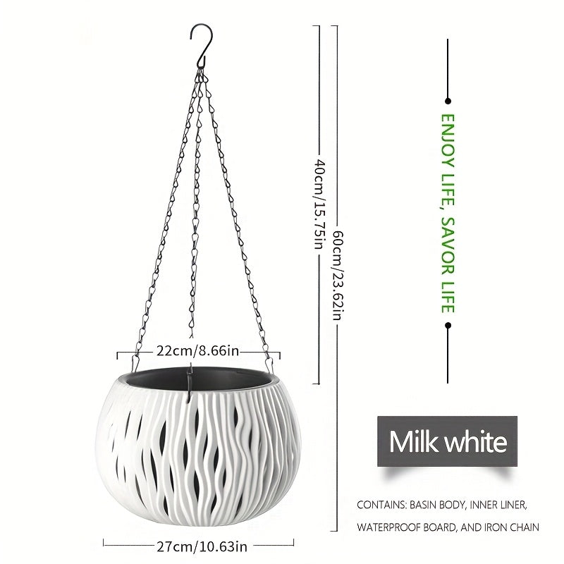 Cache-pot suspendu ajouré Ø 22 cm avec chaîne - 4 coloris